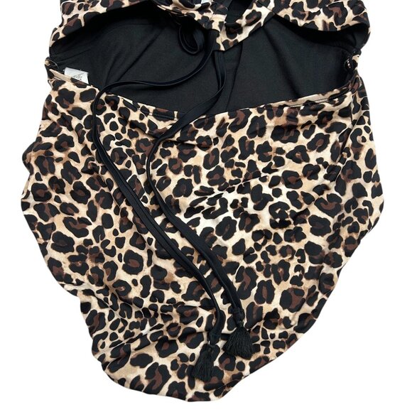 NWT Time And Tru Womens XL Leopard Print One Piece Halter Swimsuit Open Back - Picture 9 of 16